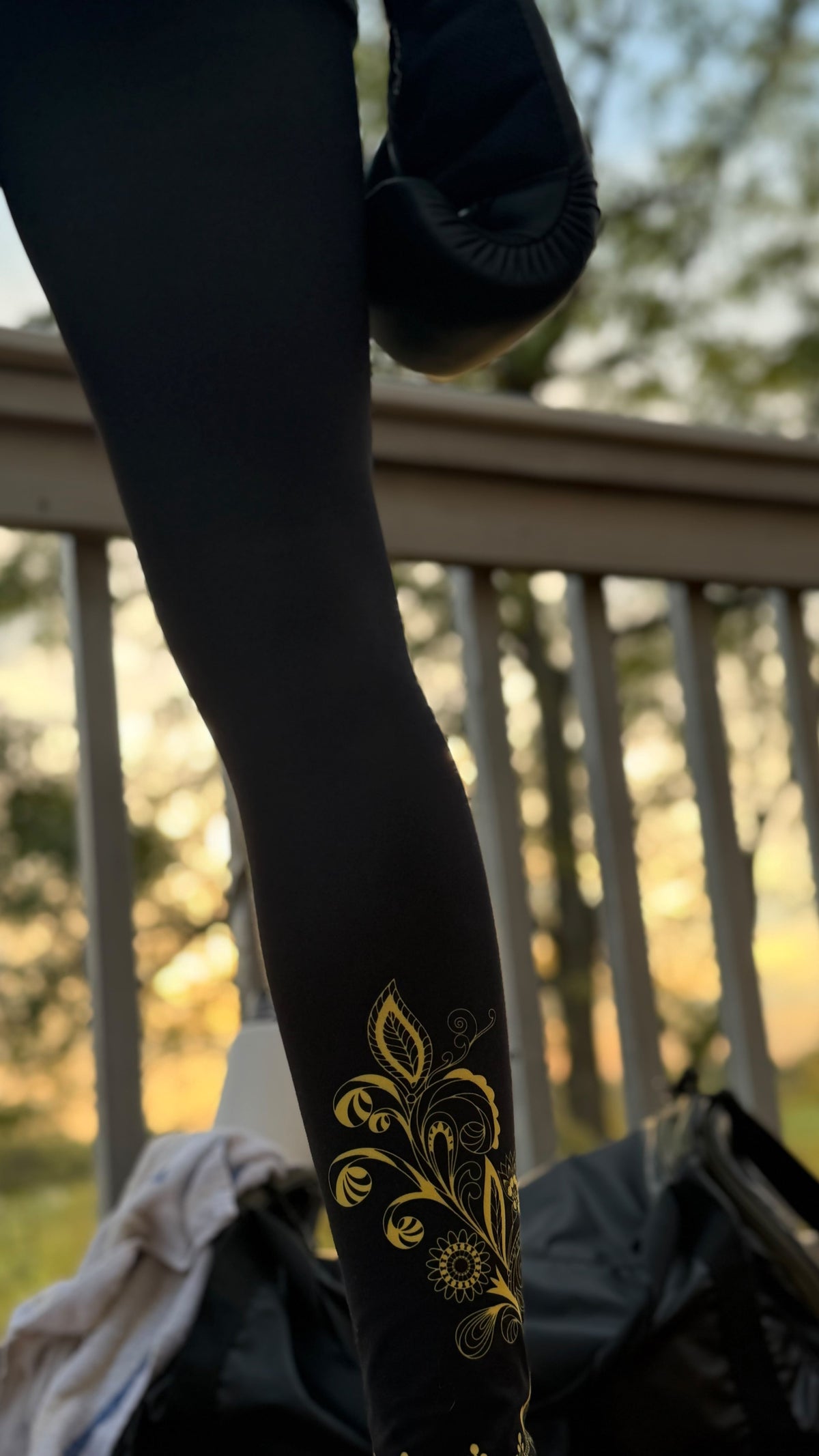 Shivani — asymmetric mendhi leggings